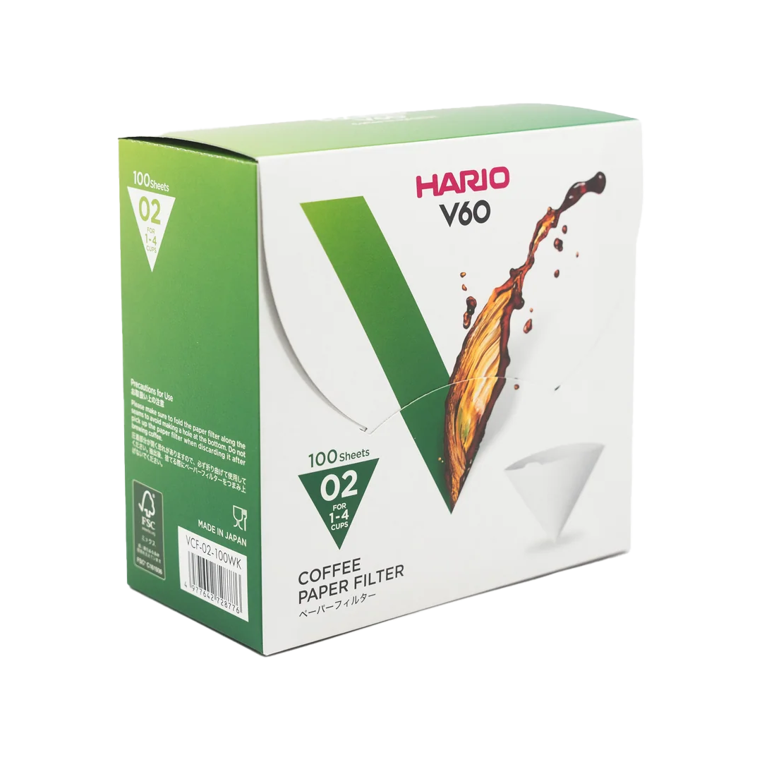 Hario Paper Filter V60 02 Box - White 100 Sheets